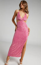 Load image into Gallery viewer, Cutout Pink Sequin Formal Dress