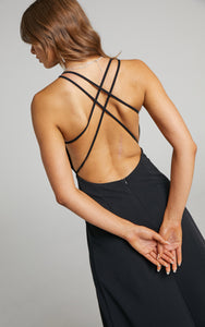Cross back cut out gown (black)