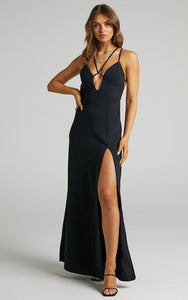 Cross back cut out gown (black)