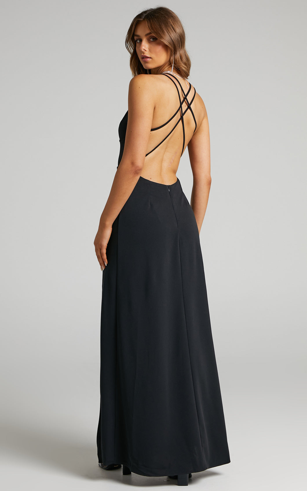 Cross back cut out gown (black)