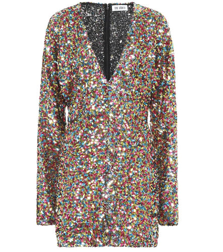 The Attico Sequin Balloon Sleeve Mini Dress