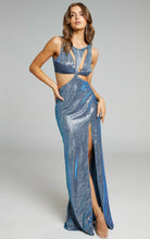 Load image into Gallery viewer, Blue foil effect cutout formal gown