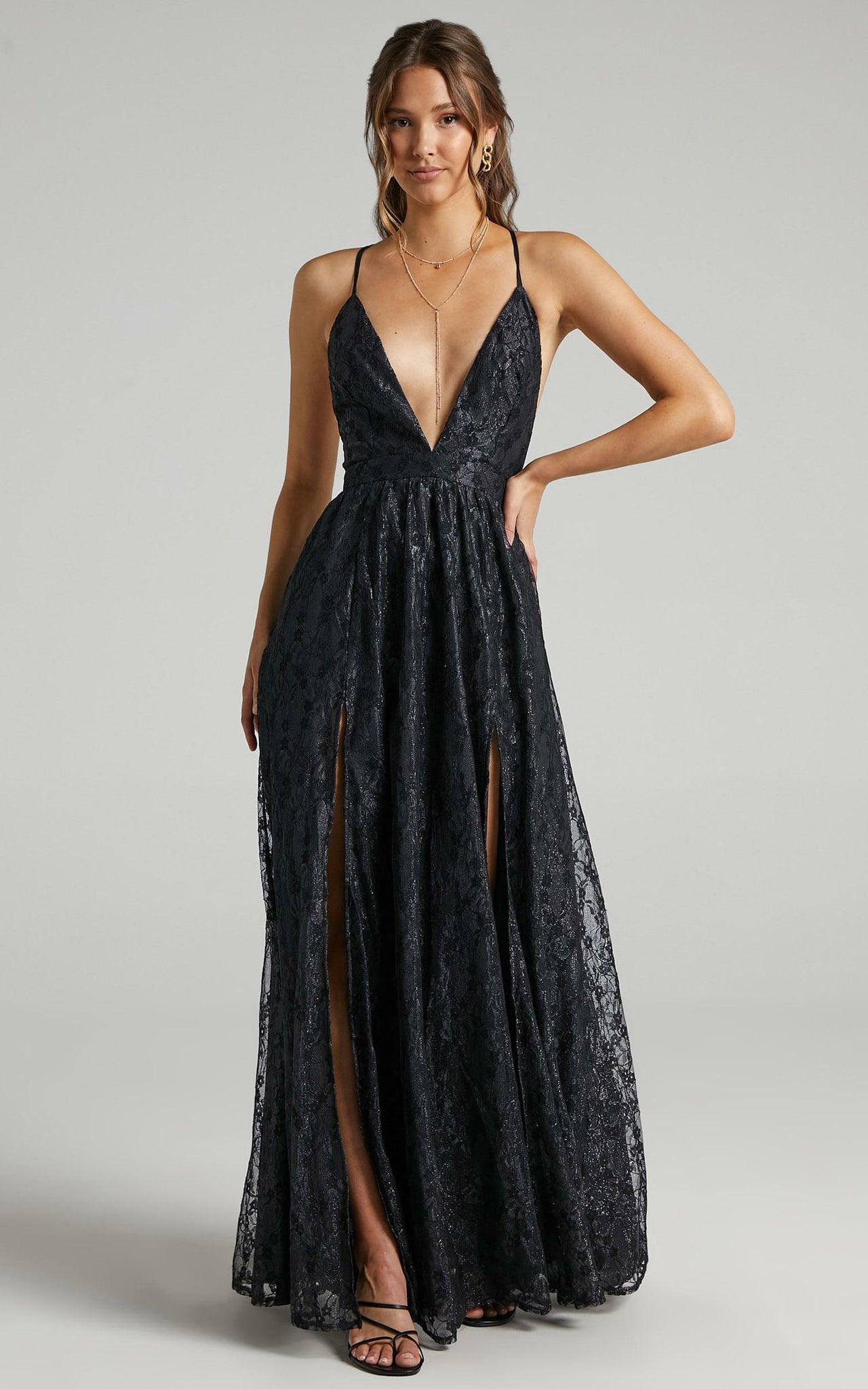 Midnight dusk black lace gown STYLE GO ROUND