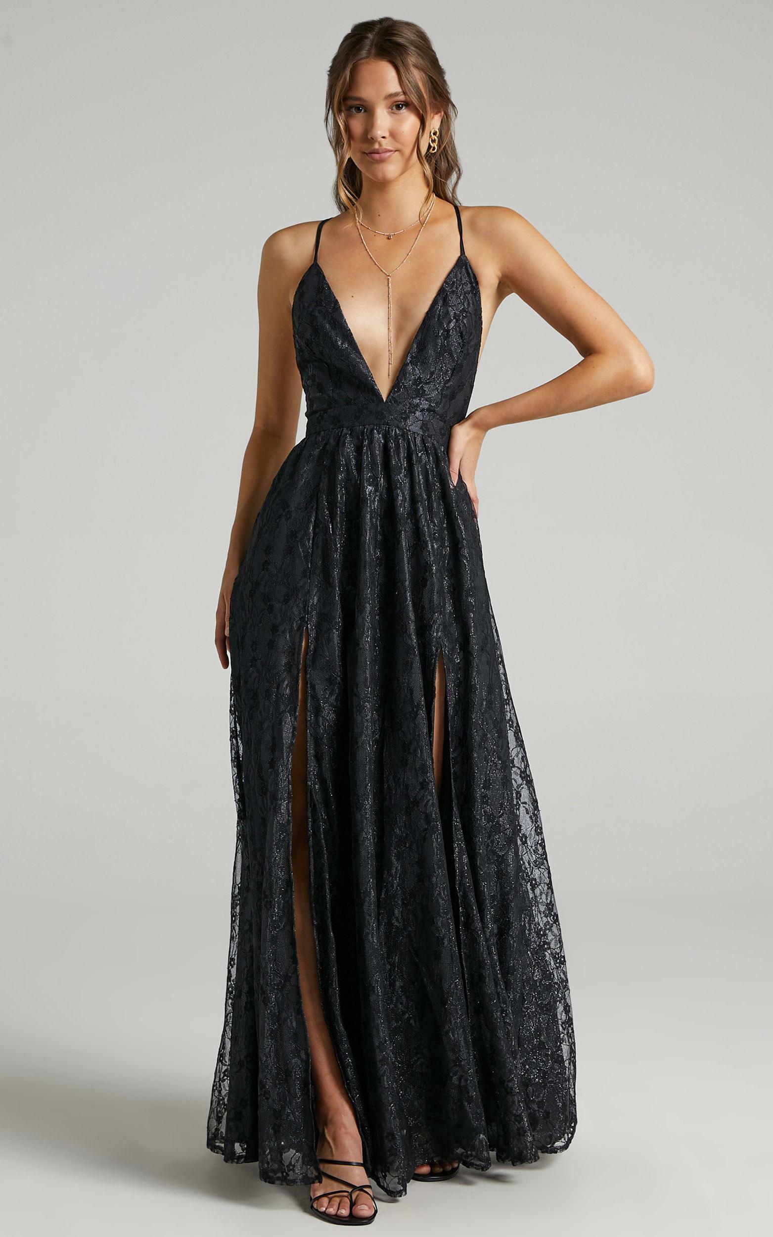 Midnight dusk black lace gown STYLE GO ROUND